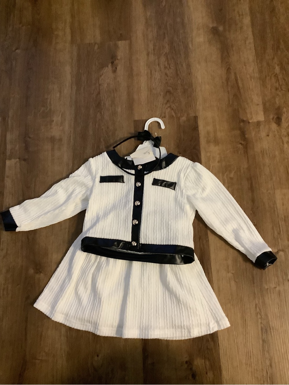 Classic White & Black Trim Girls' Matching Set